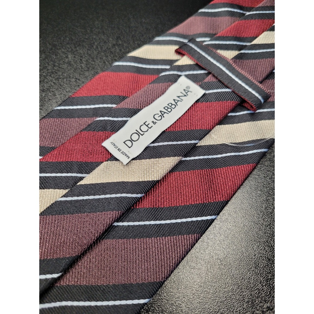 Dolce & Gabbana Men's Necktie Red Striped Silk 3.75" x 58" Excellent
